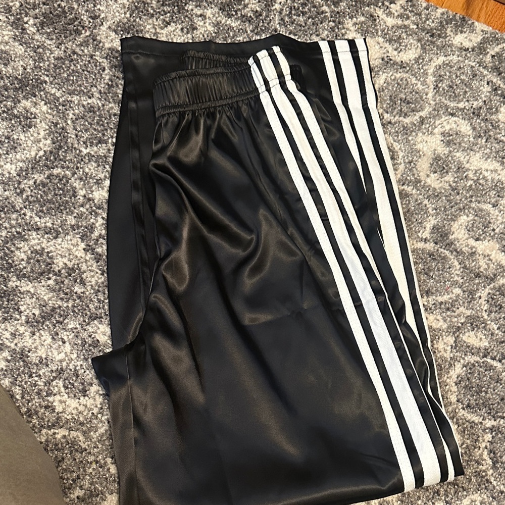 Black Track Pants with White Stripes